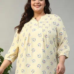 Oxolloxo Women Plus Size Floral Print Roll-Up Sleeves Top-picture-25