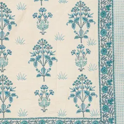 Baarno Blue & White Floral 210 TC Bedsheet with 2 Pillow Covers image 2