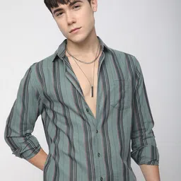 VASTRADO Men Classic Slim Fit Multi Stripes Opaque Striped Casual Shirt-picture-40