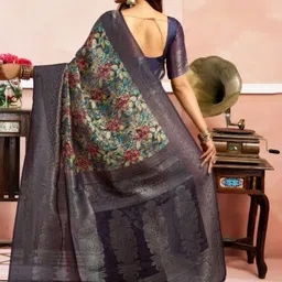 KALINI Floral Printed Banarasi Saree With Blouse Piece image 2