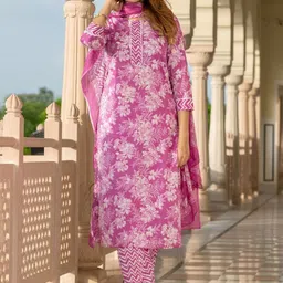 KALINI Printed Pure Cotton Kurta Set image 4