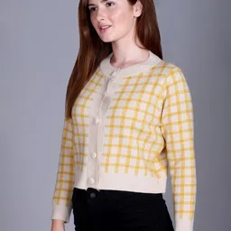 The Roadster Lifestyle Co Checked Woolen Button-Up Knitted Cardigan image 5