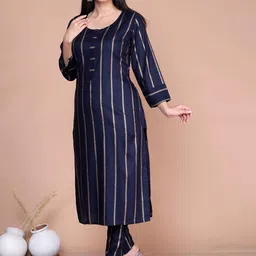 Doriyaan Women Striped Regular Kurta with Palazzos image 2