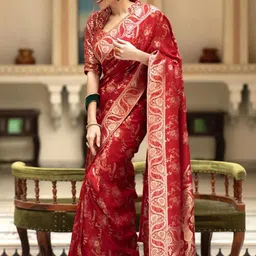 CaniBani Paisley Zari Silk Blend Heavy Work Banarasi Saree image 2