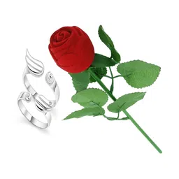 SILVOSWAN Set Of 2 Feather Adjustable Finger Ring image 1