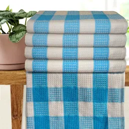 Athom Living Premium Blue & White 5 Pieces Printed Cotton 210 GSM Bath Towel-image-92