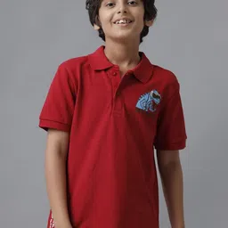 UNDER FOURTEEN ONLY Boys Printed Polo Collar Cotton T-shirt-image-34