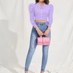 DHRUVIL IMPEX Women V-Neck Puff Sleeves Top-picture-17