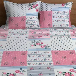 WEAVE AND DECOR White Floral Microfiber 300 TC Fitted Queen Bedsheet Set-1.82 m x 1.82 m image 4