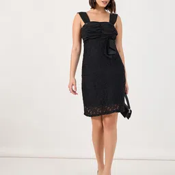 Styli Women Self Design Sweetheart Neck Sheath Dress-image-5