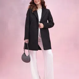 DressBerry Notched Lapel Boucle Single Breasted Overcoat image 4