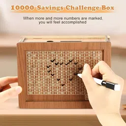 DALUCI Brown Money Saving Box with Counting Target Coin Bank Curio Showpiece image 4