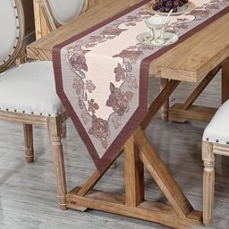 Myntra Elegant Homes Brown & Cream Printed Cotton Table Runner-picture-21