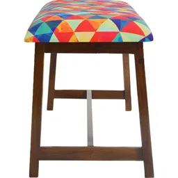 GLOBALLY INDIAN Red & Green Sheesham Wooden Cushioned Rectangle Bench image 2