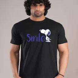 HESHA Men Snoopy Typography Printed Round Neck Cotton T-shirt-picture-50