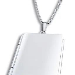 pasu fashion Silver Carved Small Book Locket Pendant With Chains Silver Stainless Steel Pendant Set image 5