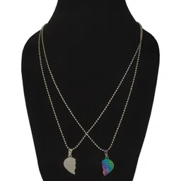 Utkarsh Silver-Plated Heart Shaped Pendants with Chains image 4