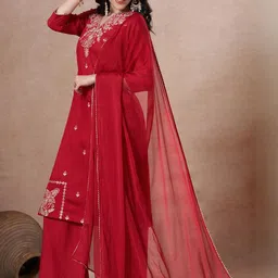 GoSriKi Ethnic Motifs Embroidered Thread Work Kurta with Trousers & Dupatta-picture-20