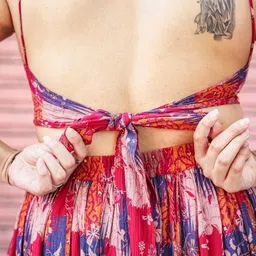 Tasya India Printed Shoulder Straps Top & Palazzos Co-Ords image 4