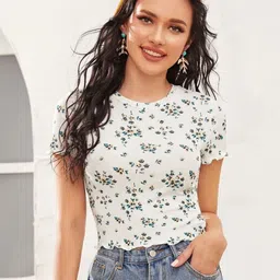 FERY LONDON Women Floral Printed Pockets T-shirt-picture-19