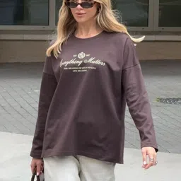 LULU & SKY Women Typography Printed Round Neck Long Sleeves T-shirt-picture-11