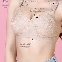 SHYAM SONS FLAIR Women Pack Of 2 Floral Printed Full Coverage Cotton Minimizer Bras image 5