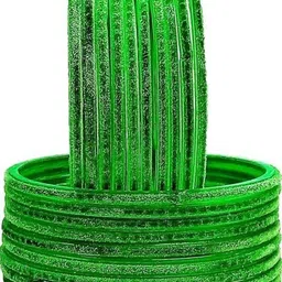 LLL FASHION Set Of 10 Lime Green Glass Artificial Stones & Beads Bangle-picture-18