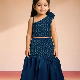 VASTRAMAY Girls Floral Embroidered Sequinned Georgette Ready to Wear Lehenga Choli-picture-21