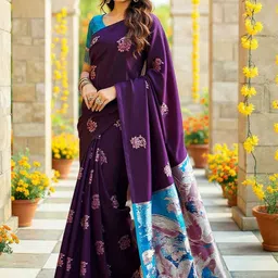 Twika Women Floral Printed Zari Saree-picture-14
