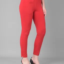 comfort lady Women Regular Fit Red Cotton Blend Trousers image 4