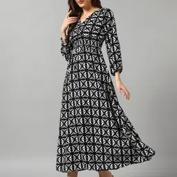 Raiyani Fashion Women Ethnic Motifs Printed V-Neck Fit and Flare Dress-image-44