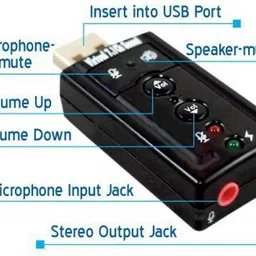 AlexVyan Certified USB 2.0 External Virtual 7.1 Channel 12 MBPS 3D Audio Sound Card Mic adapter for Laptop PC (Plug and Play) Black-7.1-3 Sound Card image 4