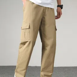 StyleCast x Revolte Men Straight Fit Easy Wash Solid Mid-Rise Cargos image 3