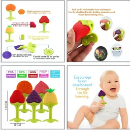 deodap Silicone Fruit Shape Teether Toy Food Grade Silicon Teether Use For Baby Teether image 3