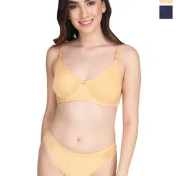Liigne Pack Of 2 Everyday Non Padded Bra Pure Cotton Lingerie Set-picture-36