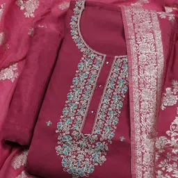 Meena Bazaar Embroidered Sequinned Unstitched Dress Material-image-27