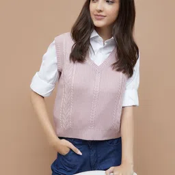 Fame Forever by Lifestyle Women Cable Knit Sweater Vest-image-27