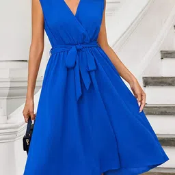 StyleCast Solid Fit & Flare Casual Dress-image-97