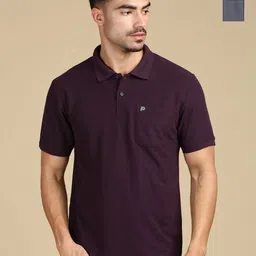 LUX PARKER Men Pack of 2 Anti Odour Solid Polo Collar Cotton T-shirts image 1