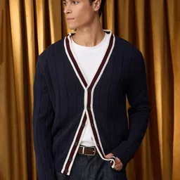 Trendyol Men Colourblocked V Neck Long Sleeve Cardigan-image-29