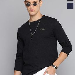 r.code by the roadster life co. R.Code by The Roadster Lifestyle Co. Men Regular Fit Pack Of 2 Solid Cotton T-shirts-picture-31