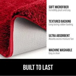AaHo Decor Red Textured Anti-Slip High Absorbent Microfiber Bath Rugs image 3