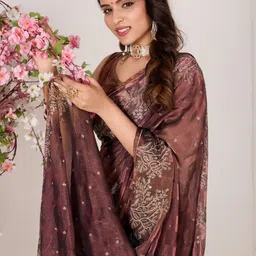 Mitera Ethnic Motifs Embroidered Organza Heavy Work Saree image 2