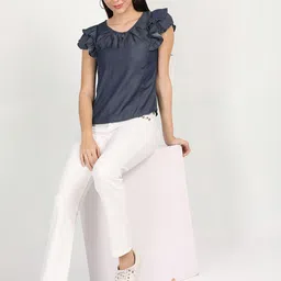 URBAN POCHE Women Round Neck Flutter Sleeve Top-image-51