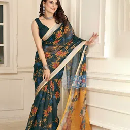 Sidhidata Floral Printed Zari Saree image 3