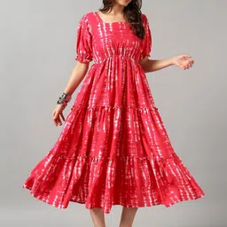 Jash Creation Women Tie and Dye Print Fit & Flare Maxi Dress image 2