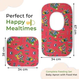Kuber Industries Kids Pack Of 2 Cartoon Printed Bibs with Food Mat image 4