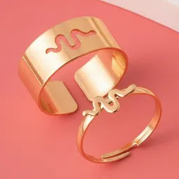 DressBerry Unisex Set Of 2 Adjustable Couple Finger Ring-image-0