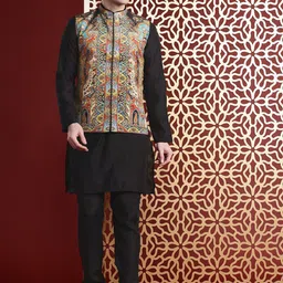 MANQ Ethnic Motifs Printed Nehru Jacket-picture-9
