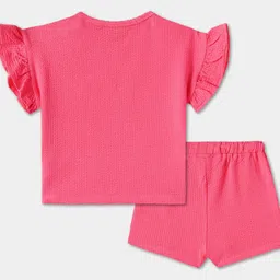 R&B Girls Floral Self Design Top With Shorts image 3